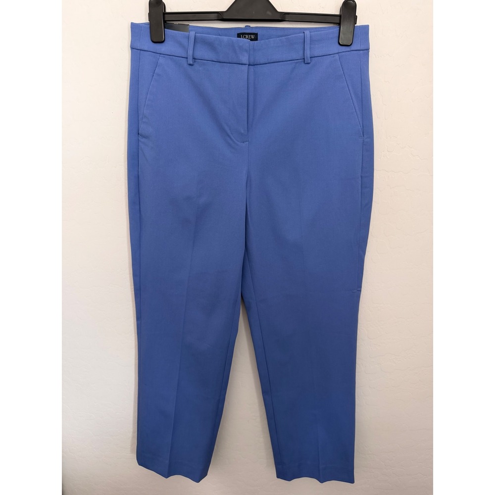 J.Crew Kallie Pant Womens 10 Periwinkle Blue Cropped Straight Leg Trousers NEW